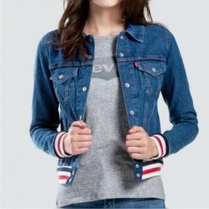 NWOT Levi's Rib Trim Trucker Varsity Denim Jean Jacket
